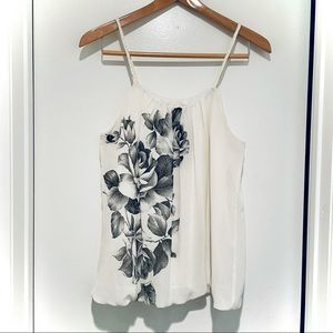 [SOLD]White with Black Flowers Camisole Top♡